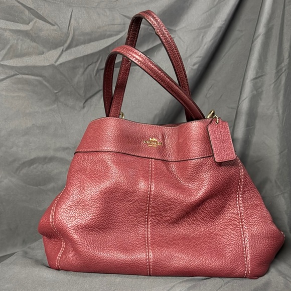 Coach Red Leather Tote Bag - Picture 2 of 13